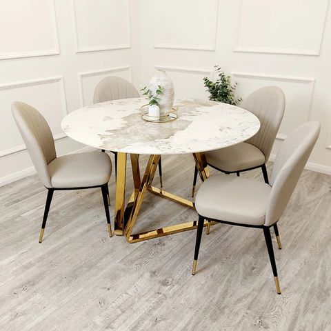Round Marble And Gold Dining Table in Round Marble Dining Table With Gold Rim